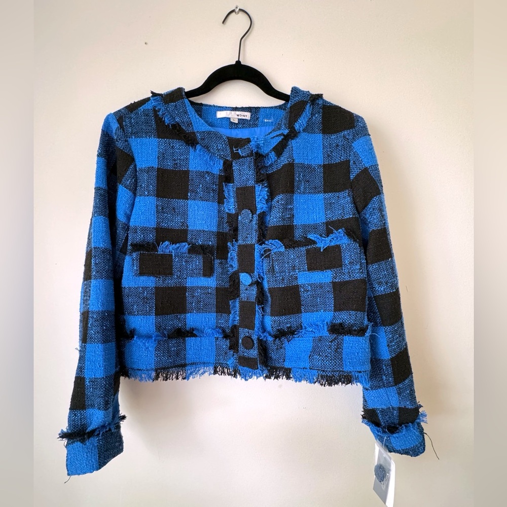 NWT Women’s Blazer | Royal Blue and Black Gingham Plaid | Large